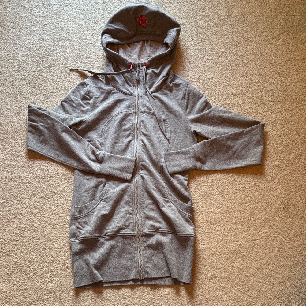 Lululemon Gray Full-Zip Hoodie with Hood Logo